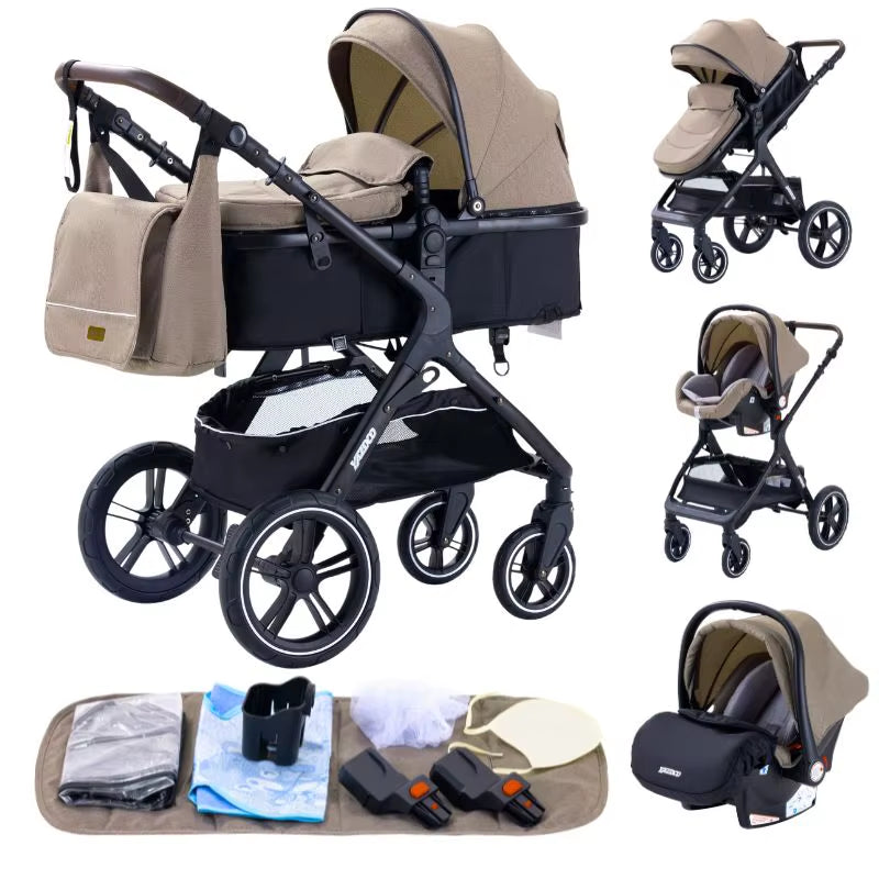 Discover the Versatile 3 in 1 Lightweight High-View Stroller with Aluminium Alloy Frame - Perfect Travel System for Newborns and Toddlers!