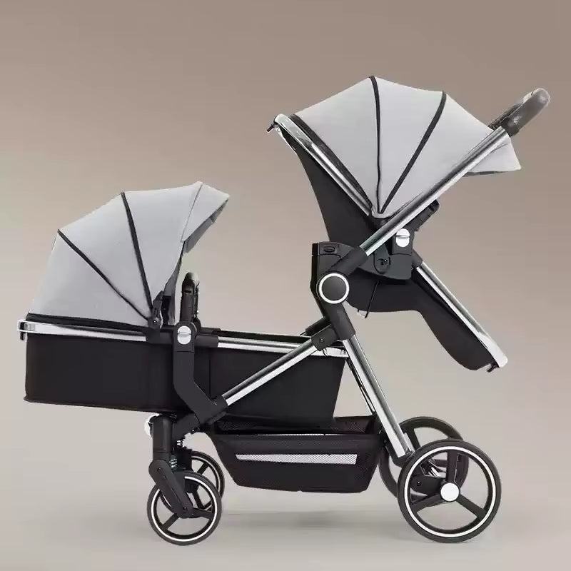 2025 Newest Twin Baby Stroller, Poussette Double Baby Stroller,High Quality Twin Baby Stroller with 1 Year Warranty